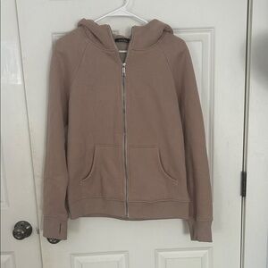 Trendy Queen Zip-Up Hoodie sweatshirt, size medium tan